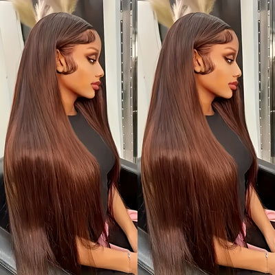 13x6 Chocolate Brown Lace Front Wigs Human Hair With Baby Hair