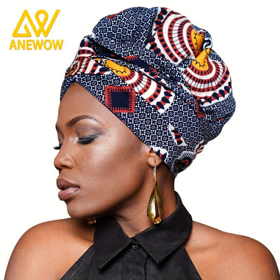 African Kent Print Hair Bonnet Protector: Satin-Lined Headwrap/Headscarf