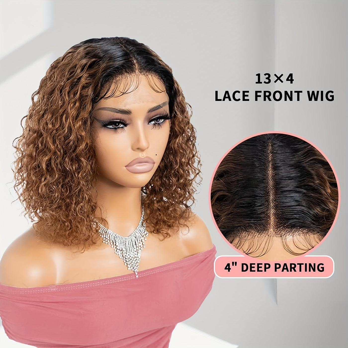 1B/33 Ombre Short Bob Wavy Human Hair Wig - 150% Density HD Invisible 13X4 Lace Frontal Pre Plucked - Bleached Knots