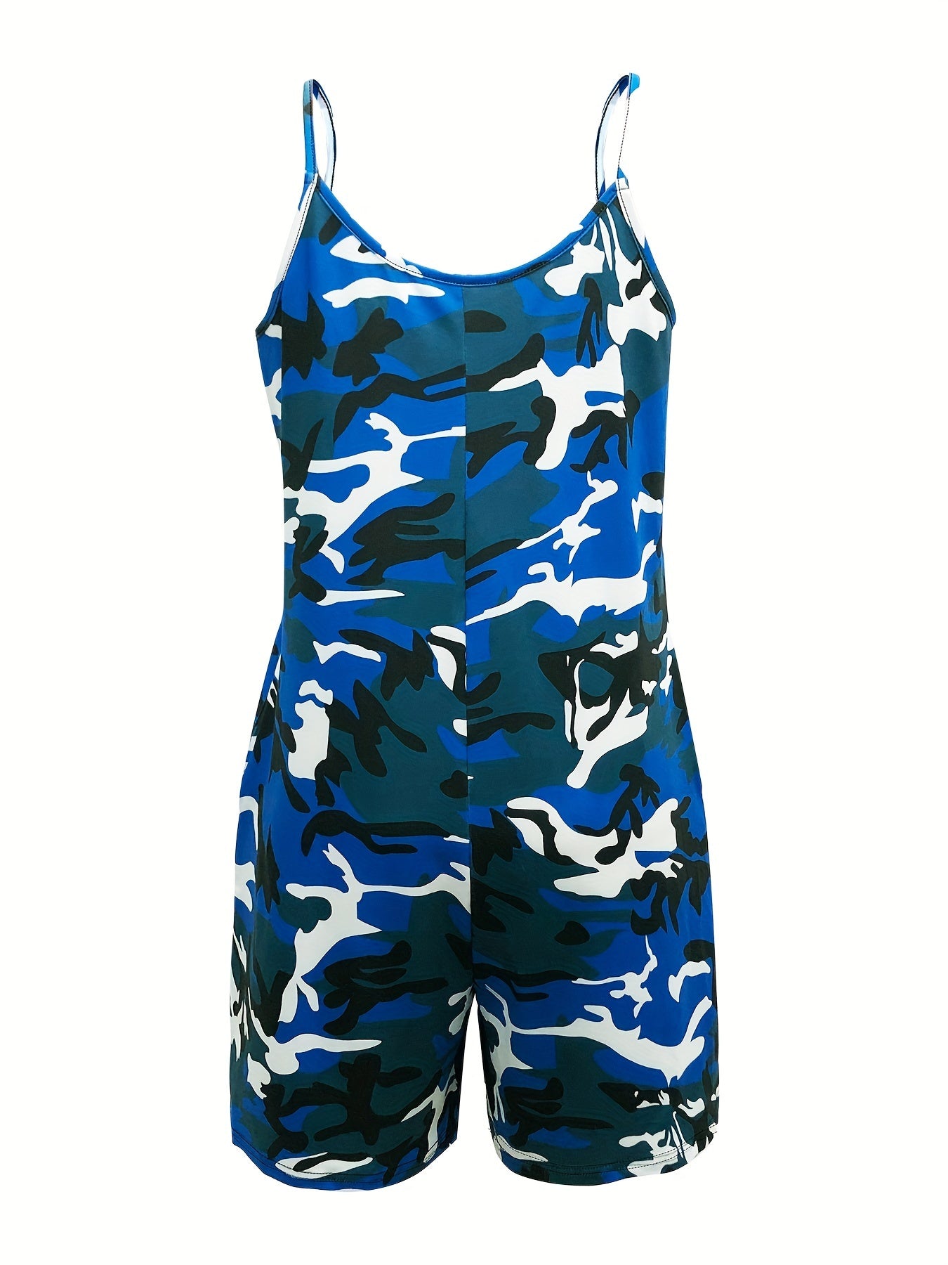 Plus Size Camouflage Print Cami Romper Casual Jumpsuit