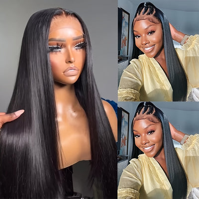 13x6 Free Part Long Straight Auburn Synthetic Lace Front Wigs Pre Plucked Hairline Glueless