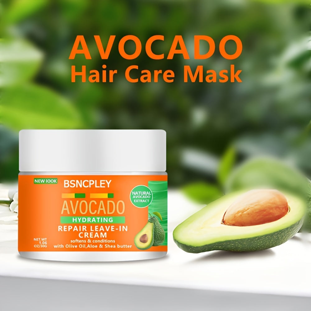 Avocado Hydrating Leave-In Hair Mask - Natural Extract with Olive Oil, Aloe Vera & Shea Butter for Soft, Conditioned Hair and Scalp