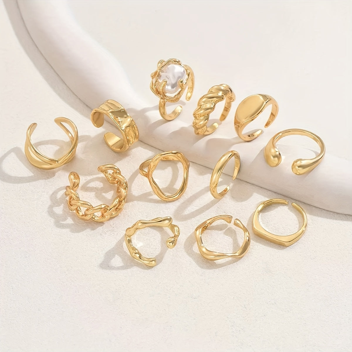 12pcs Shaped Open Faux Party Rings Set