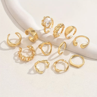 12pcs Shaped Open Faux Party Rings Set
