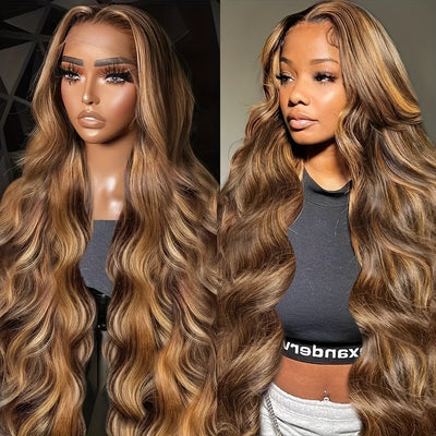 13x6 4/27 Highlight HD Lace Front 100% Body Wave Wig Human Hair Pre Plucked