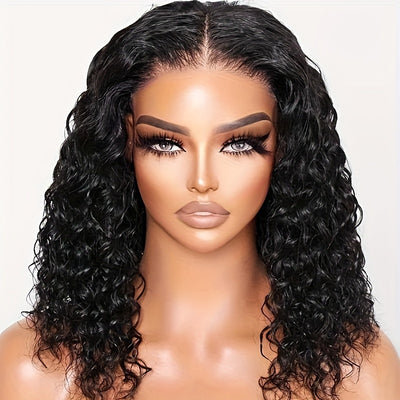 105% Curly Bob Human Hair Glueless 13x4 Lace Front Pre Plucked 150% Density HD Wet and Wave Wig