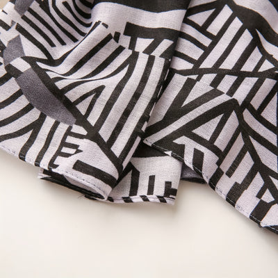 Women Chic Color Block Geometric Print Scarf