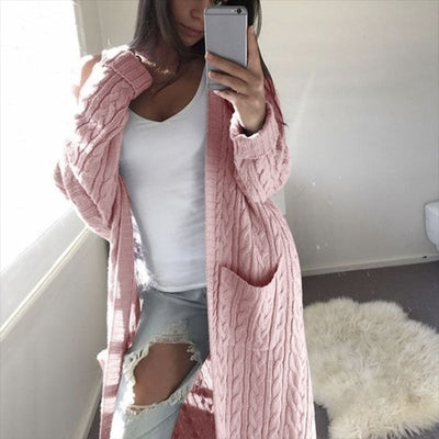 Women Long Double-breasted Sweater
