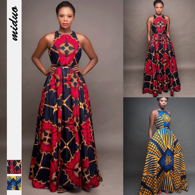 Women's Round Neck Sleeveless African Style Dress