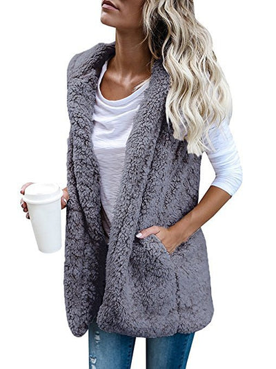 Women Cross-Border Style Plush Hooded Vest