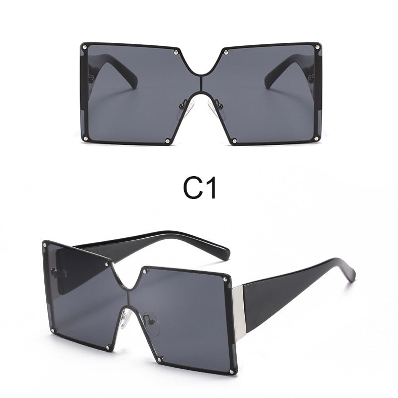 Women Luxury Oversized Rimless Square Sunglasses