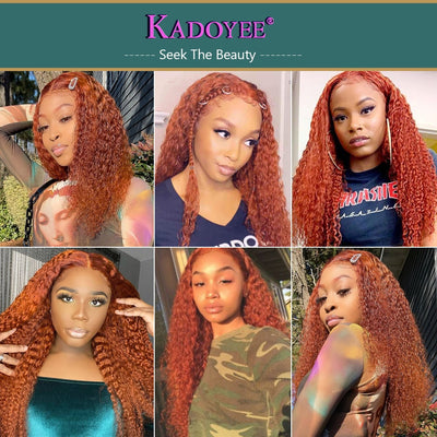 Remy Deep Curly Ginger Orange 13x4 HD Lace Front Human Hair Wig With Baby Hair Pre Plucked