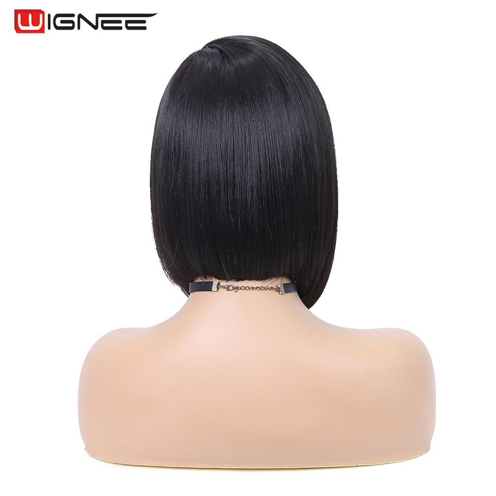 Bob Side Part Straight Synthetic Lace Wigs Glueless Synthetic Wigs
