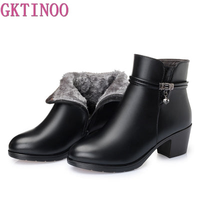 Women Fashion Soft Leather Women Ankle High Heels Boots