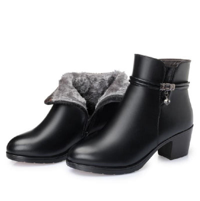 Women Fashion Soft Leather Women Ankle High Heels Boots