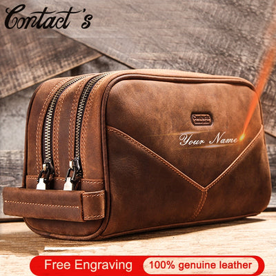 Men Genuine Leather Vintage Travel Bag