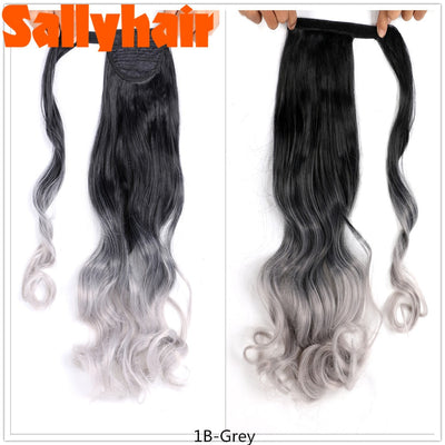 Synthetic 22Inch Long Wavy Wrap Around Ombre Ponytail