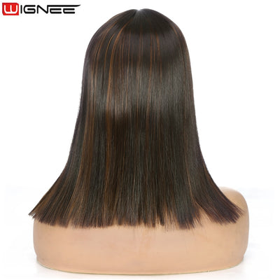 Short Synthetic Hair Straight Highlights Color Wig