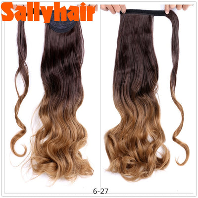 Synthetic 22Inch Long Wavy Wrap Around Ombre Ponytail