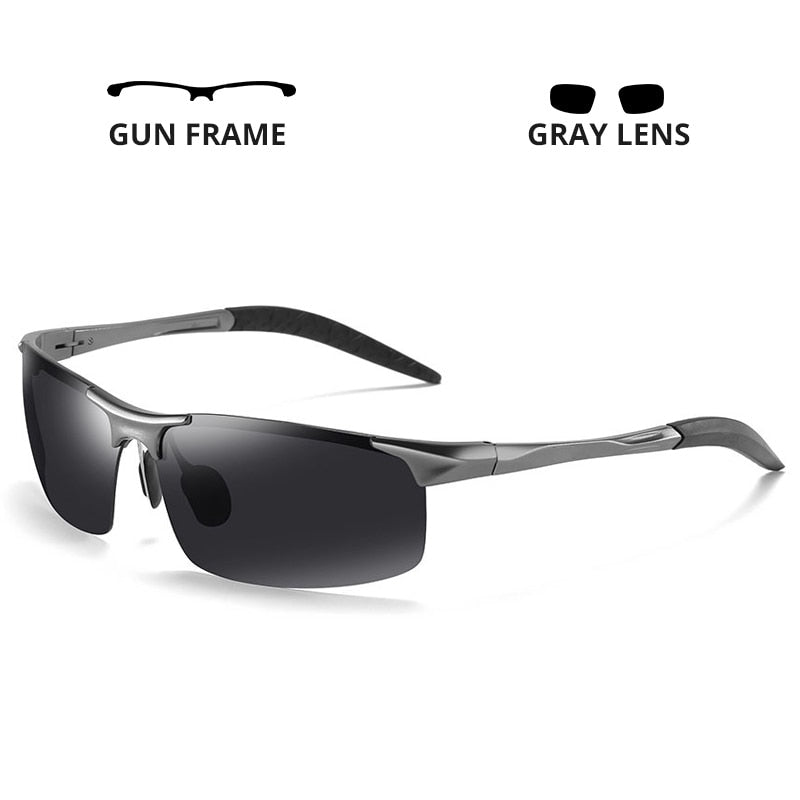 Men Luxury Aluminum Polorized Sunglasses - Day Night Driving Anti-Glare