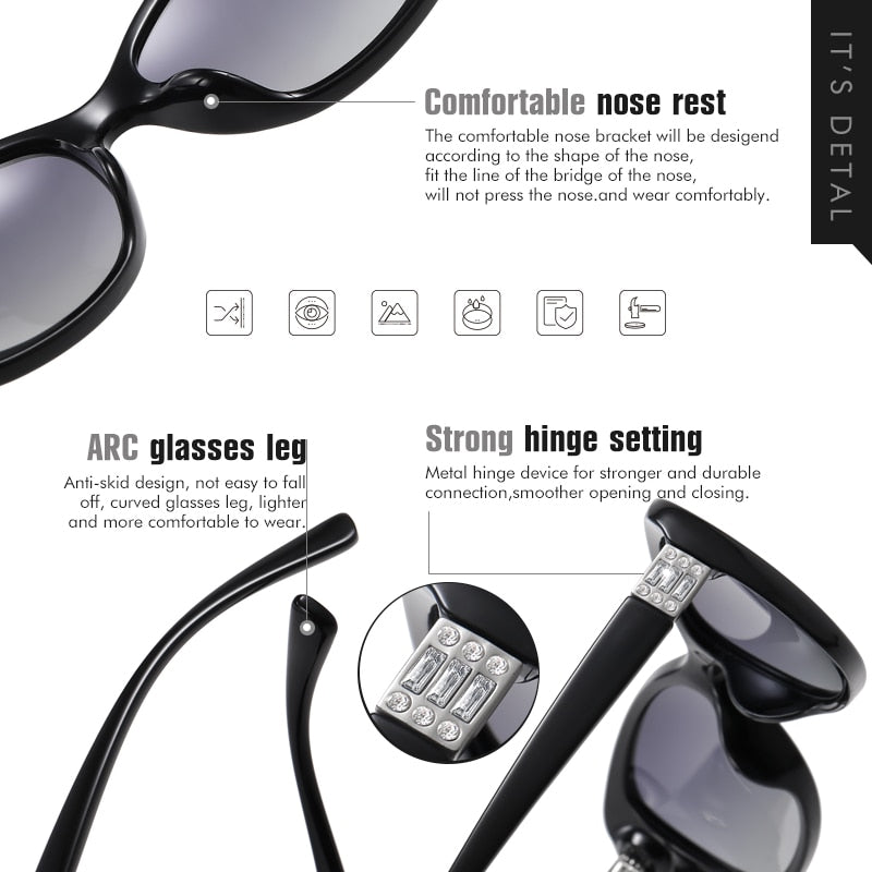 Women Luxury Diamond Gradient Polarized Len Anti-glare Sunglasses