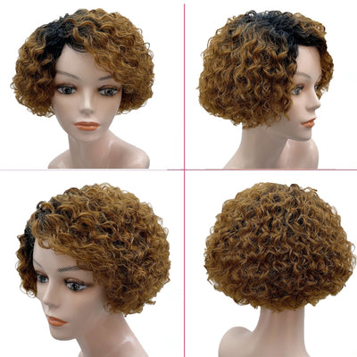 Short cut Curly Undectable Lace Cut Side Human Hair Wig