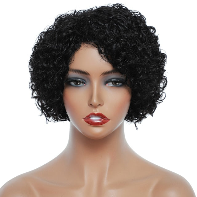 Short cut Curly Undectable Lace Cut Side Human Hair Wig