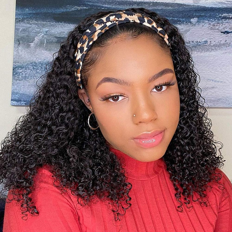 Ombre Water Wave Headband Short Glueless Curly Wig