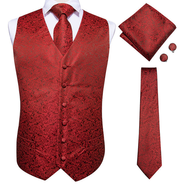 Hi-Men Tie Black Luxury Paisley Men Vest Set