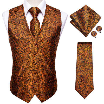 Hi-Men Tie Black Luxury Paisley Men Vest Set