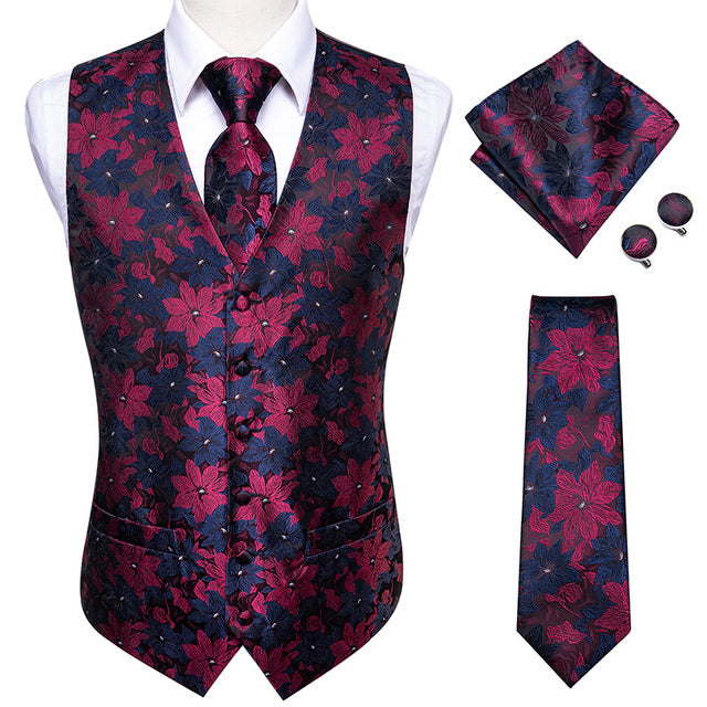 Hi-Men Tie Black Luxury Paisley Men Vest Set