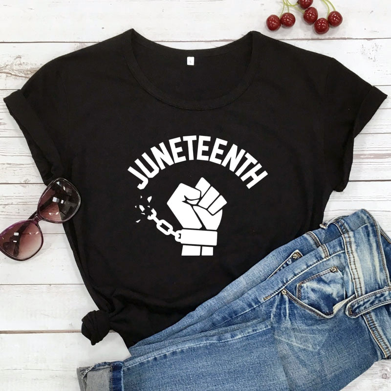 Juneteenth Fist Women Casual T-shirt - BB's Beauty Supply