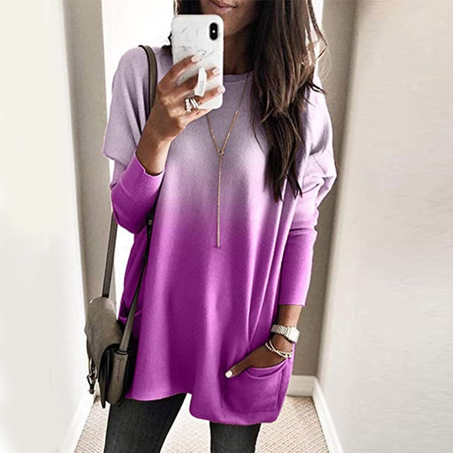 Women Long Sleeve Loose Casual Top - BB's Beauty Supply