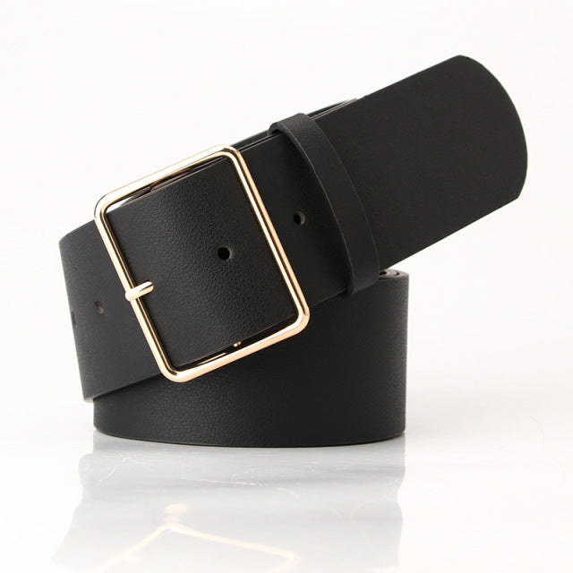 New Fashion 5cm Wide Black Red Leather Ladies Belts