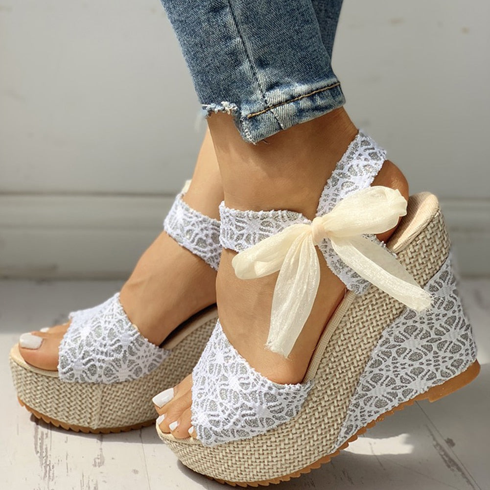 Women Lace Leisure Women Wedges Heeled Shoes