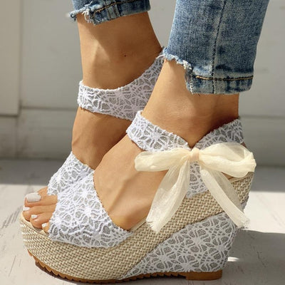 Women Lace Leisure Women Wedges Heeled Shoes