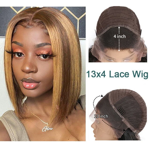 Brazilian Straight Bob Wig 13x4 Lace Front Wig Highlight Wigs Remy Hair Colored Short Bob Ombre Human Hair Wigs