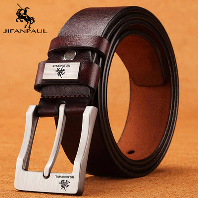 Men Genuine Leather High Quality Buckle Jeans Cowskin Casual Belt
