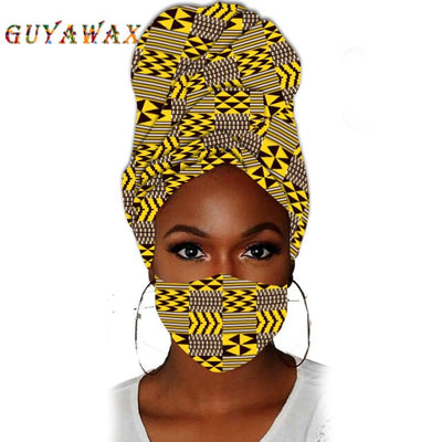 African headwrap Hair Accessoires Scarf Bonnet w/ matching Mask