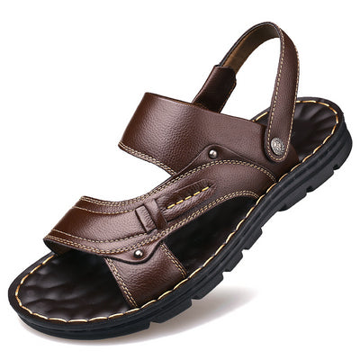 Men Summer Thick Sole Beach Leather Sandals